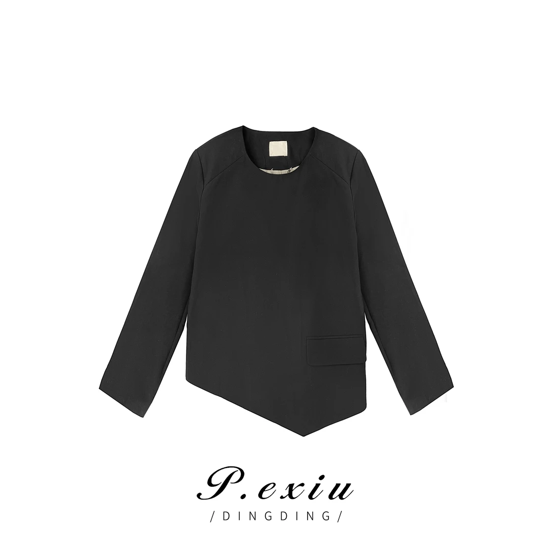 PanYiXiu/潘依绣秋季新款设计感不规则气质宽松套头长袖西装K5318