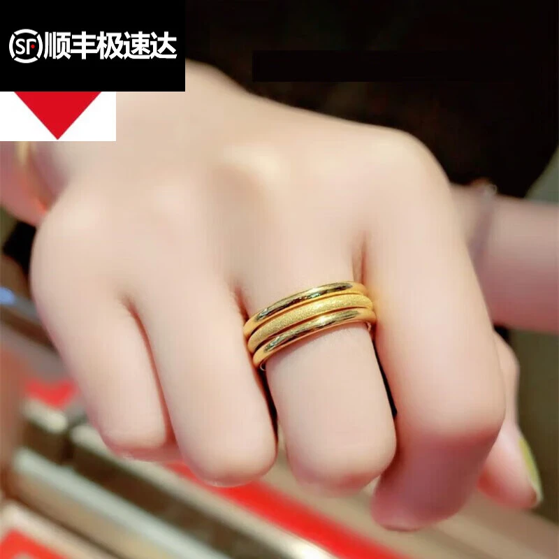 老凤凰指环三生三世戒指999三合一女戒金素圈新年礼物送女友生
