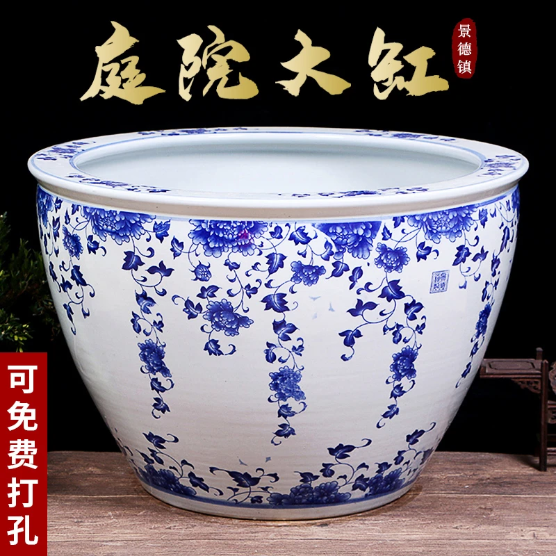 景德镇陶瓷摆件鱼缸流水器喷泉家用鱼缸大号客厅加湿招财