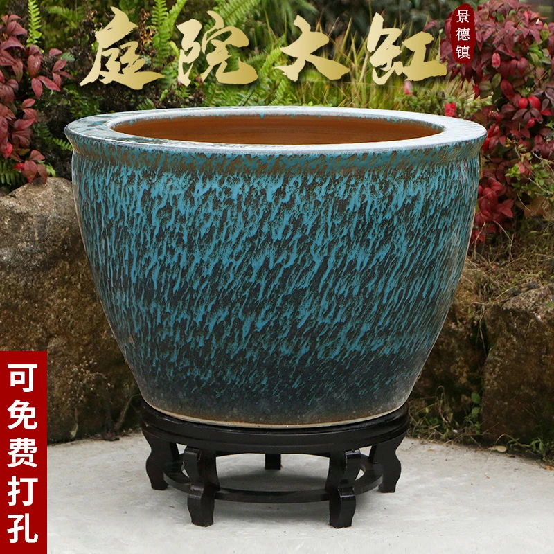 景德镇陶瓷摆件鱼缸流水器喷泉家用鱼缸大号客厅加湿招财