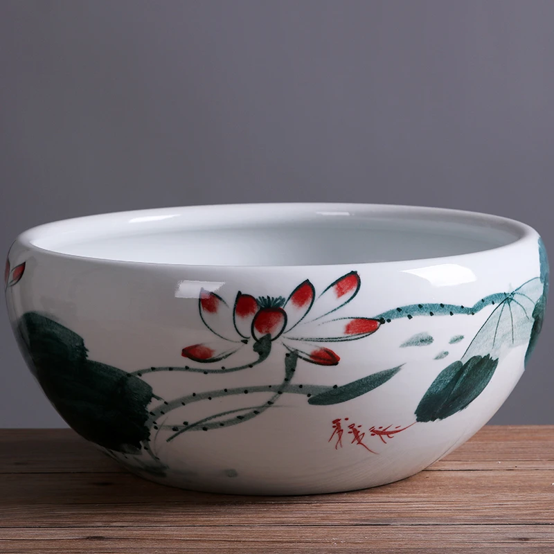 浅缸景德镇陶瓷摆件鱼缸流水器喷泉家用鱼缸大号客厅加湿招财