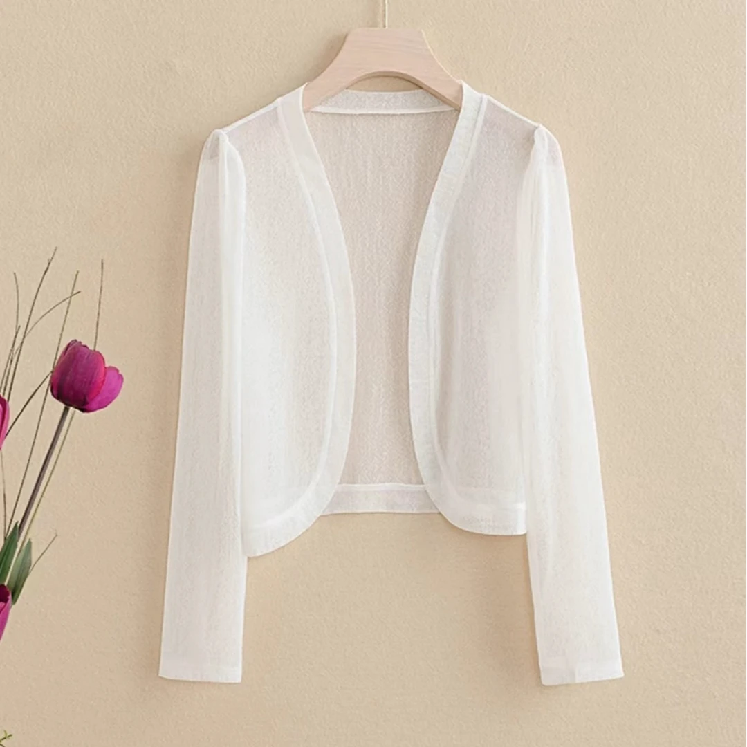 （送运费险）现货冰丝防晒网纱开衫夏季女款短外套薄款披肩空调衫