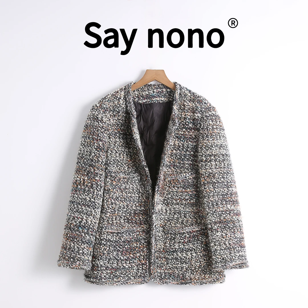 懒猫nono│Saynono 幻彩暗闪星夜彩宝鹅绒小香外套 /DF80296