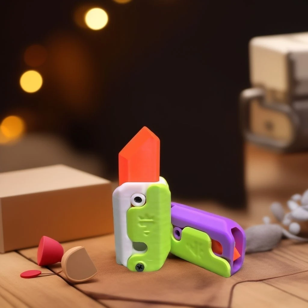 3D重力直跳萝卜刀解压小玩具塑料小胡萝卜刀小萝卜玩具变形玩具