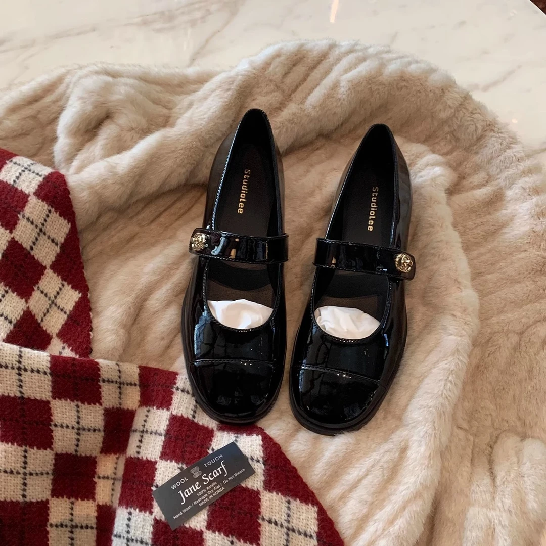 真皮小香风玛丽珍女2025春秋新款百搭法式圆头厚底平底女士小单鞋