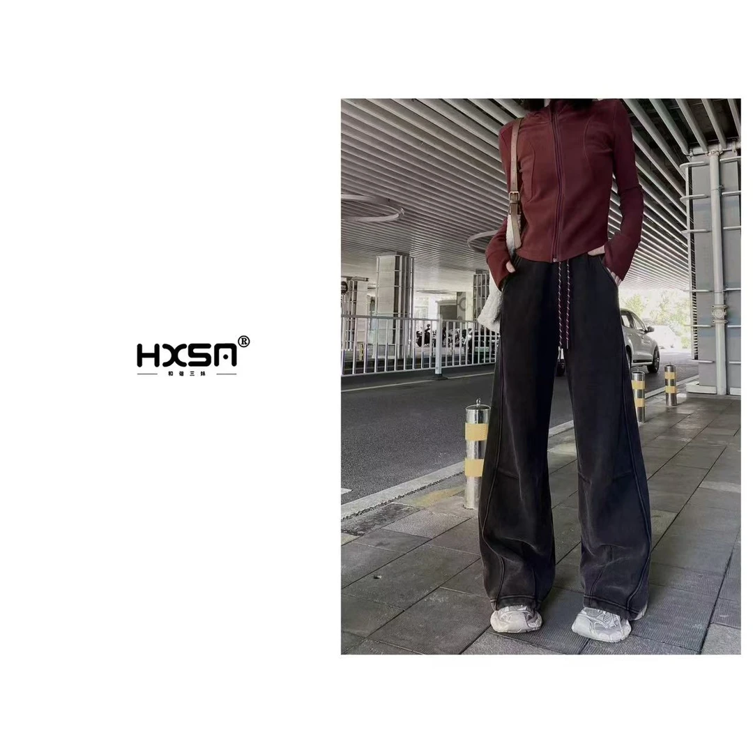 （现）HXSM「水洗棉阔腿裤」冬超有调性加绒休闲裤8508