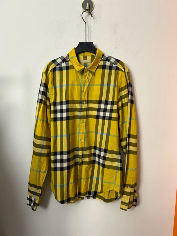 Burberry黄色格纹长袖衬衫95新