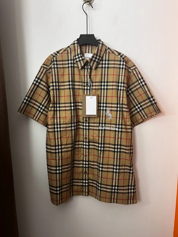 Burberry经典格纹半袖衬衫99新