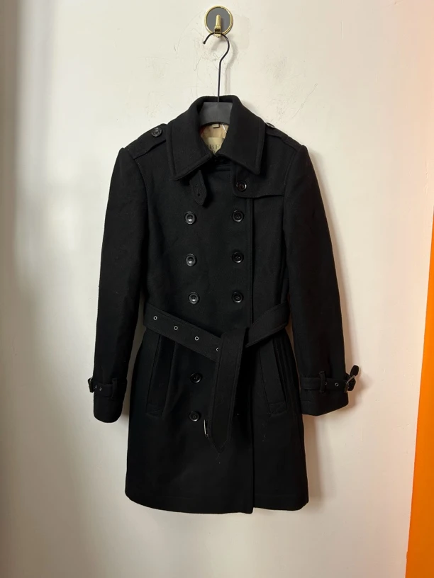 Burberry黑色毛呢大衣外套95新6码
