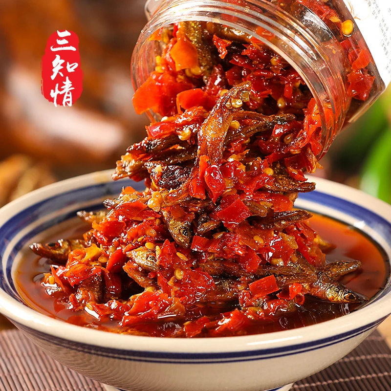 三知情 香辣鱼仔280克+香辣口味虾280克组合装2瓶特产速食食品