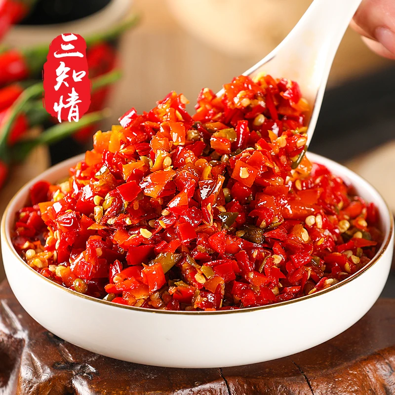 三知情 茶油三色椒280克/瓶 新鲜三色剁椒酱香辣下饭风味开盖