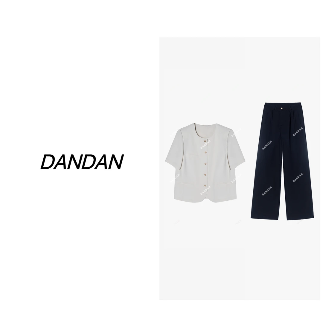 『QIN』升级冰感纱 夏季薄款冰感圆领领短袖长裤套装69251+69210