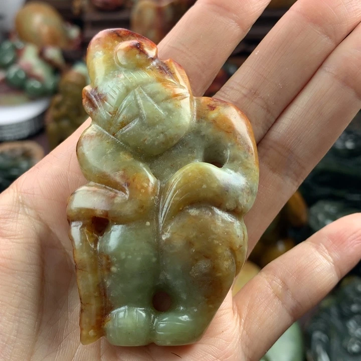【闪购商品】岫岩河磨玉(透闪石质玉)手把未镶嵌