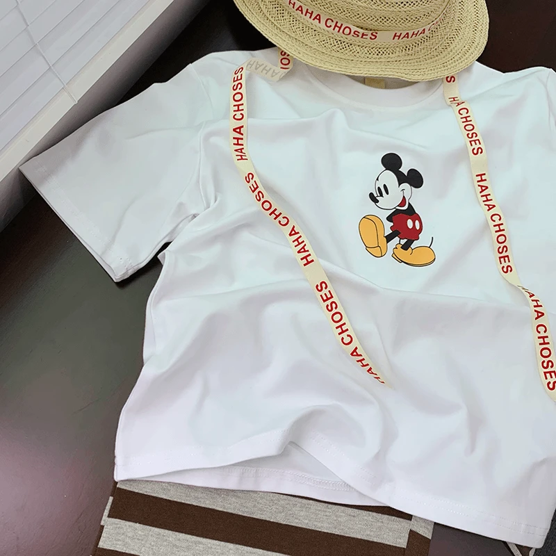 西西家2024夏款韩版女童卡通印花圆领短袖舒适百搭T恤上衣JX88661