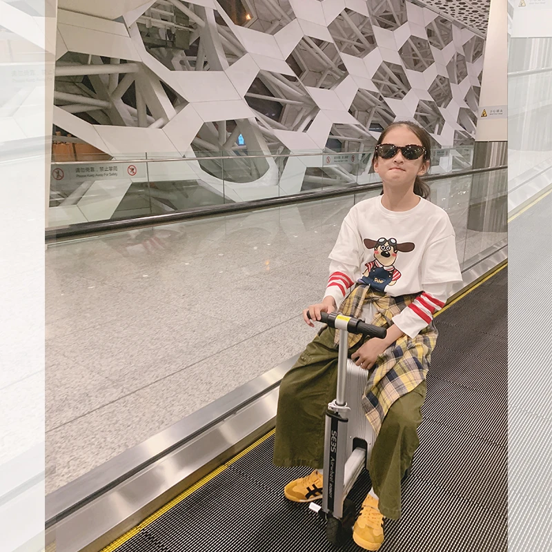 西西家女童2025春卡通印花长袖T恤儿童时尚百搭上衣JX9108