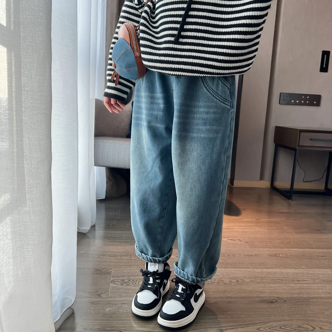 西西家2023冬款女童加绒加厚牛仔裤KLK8229