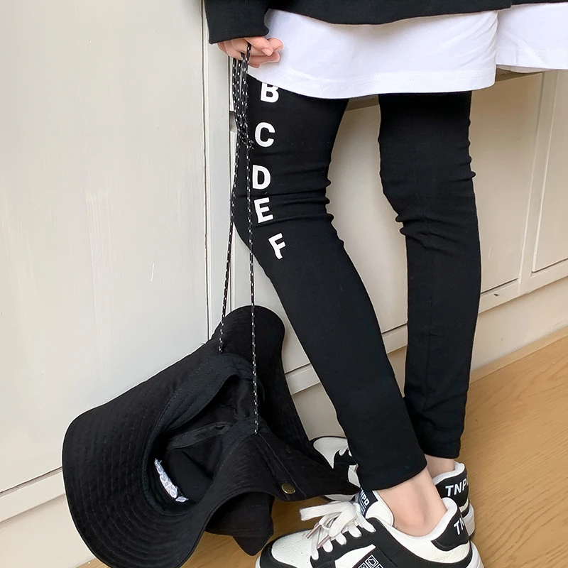 【 ABC】西西家2024春夏款女童百搭侧边字母印花打底裤长裤JX24404