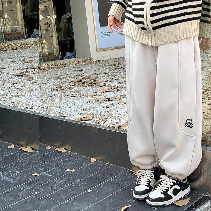 西西家冬款女童简约洋气韩版加绒加厚保暖卫裤运动裤JX8837