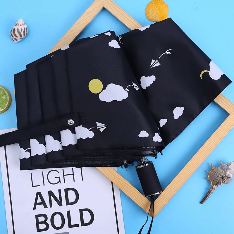 h049学生雨伞男女晴雨两用自动伞防紫外线遮阳伞三折折叠伞