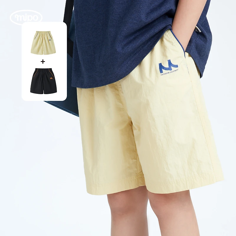 mipo儿童尼龙嵌条短裤休闲裤运动舒适夏季透气薄款宽松