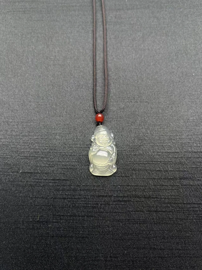 天然马达加斯加玉髓玛瑙冰透小财神吊坠车挂