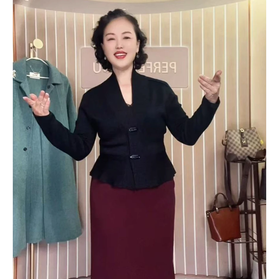 【兰雪若一】红人上新法式优雅气质百搭绵羊毛针织开衫LX22015