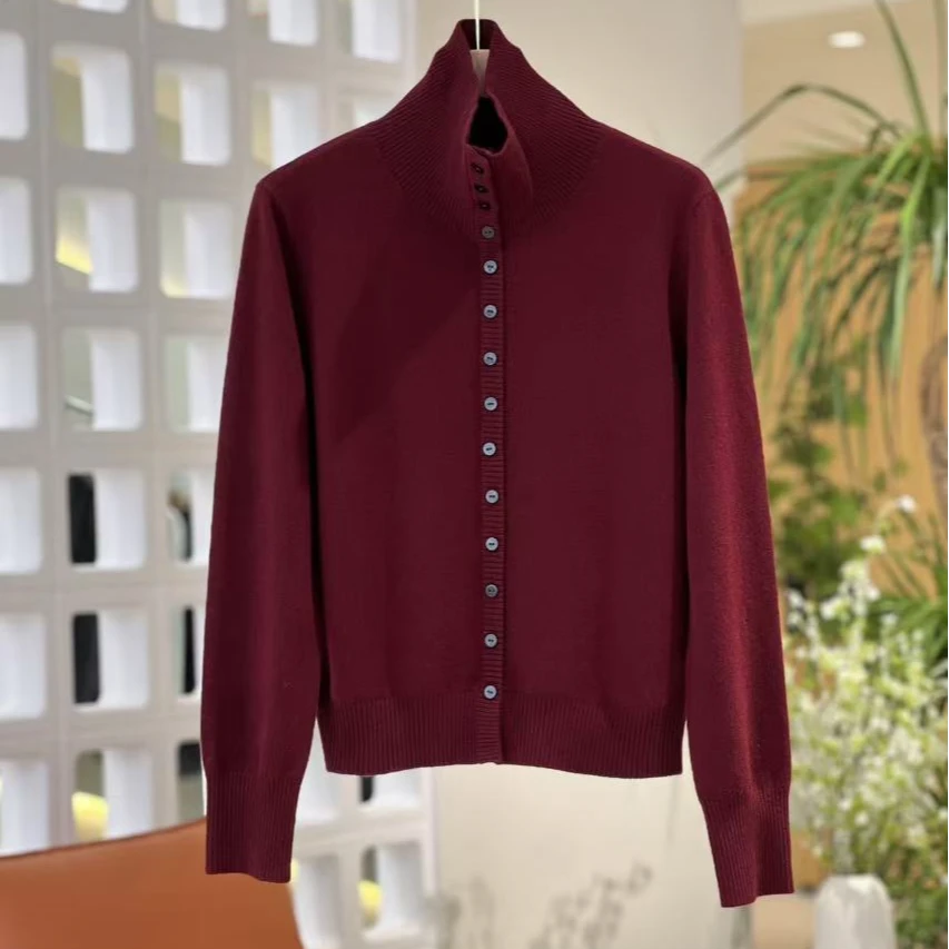 【兰雪若一】红人上新款立领100%绵羊毛软糯舒适长袖针织衫LX7209