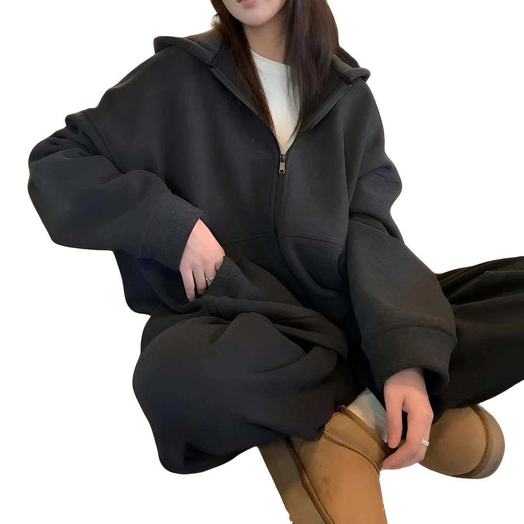 韩韵小爱优选 韩国东大门新款糯米绒加厚好版型拉链卫衣外套