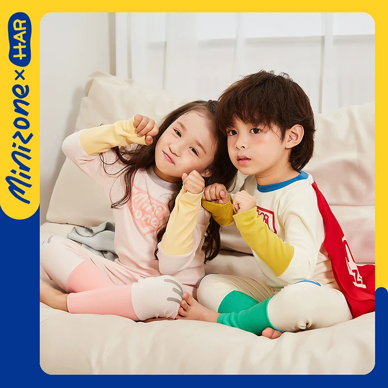 minizone联名款春秋儿童超人造型套装男童女童中小童家居服睡衣