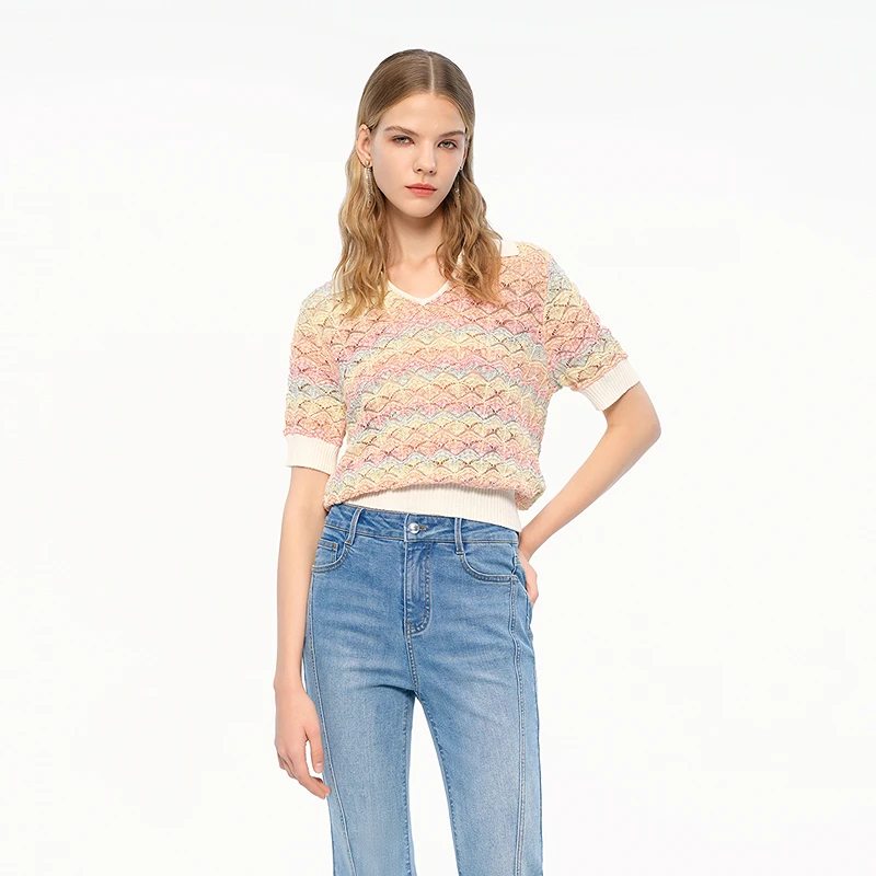 【商场同款】卡拉佛彩绘甜美减龄毛针织衫秋季气质上衣343Q015