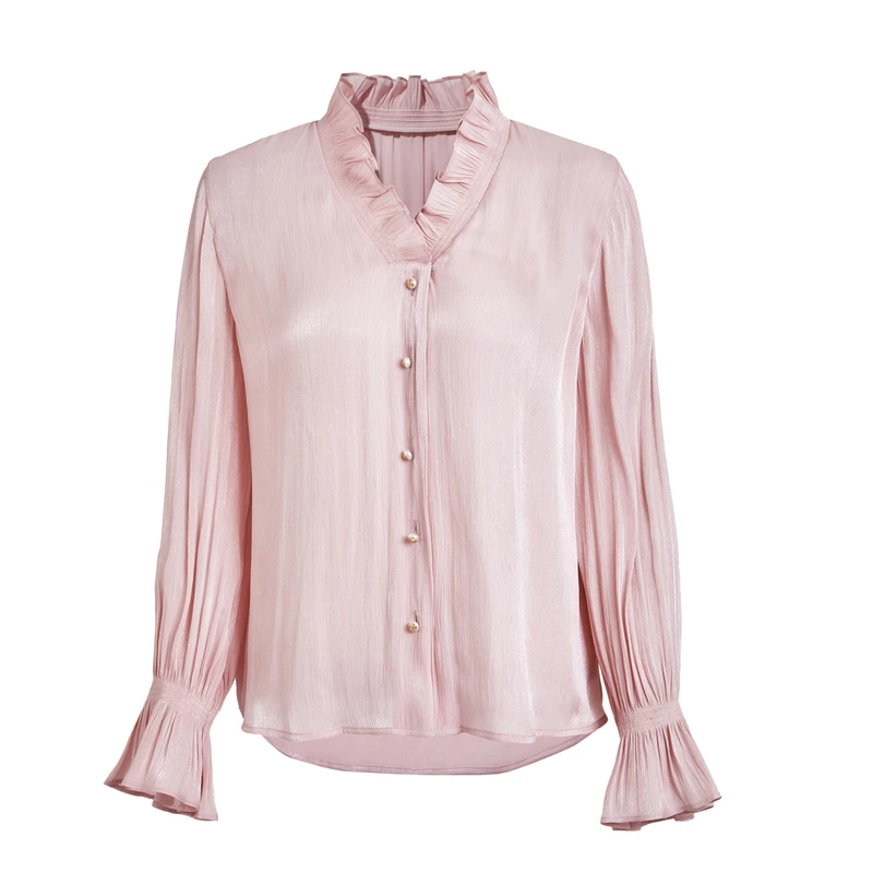 芭蒂娜衬衫法式荷叶边木耳领衬衣内搭雪纺衫133N112