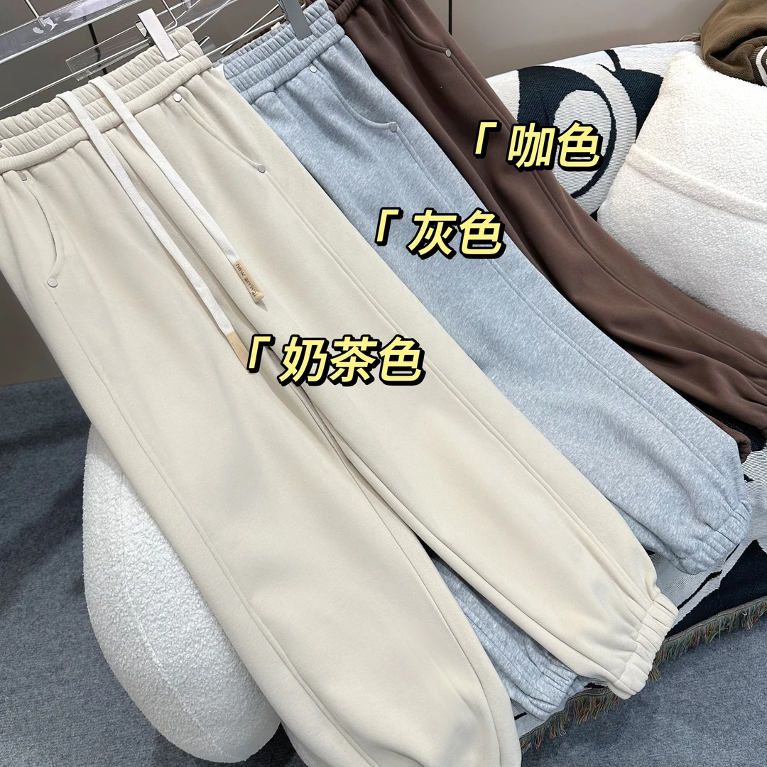 老粉必入！休闲加绒加厚保暖卫裤纯色秋冬88208