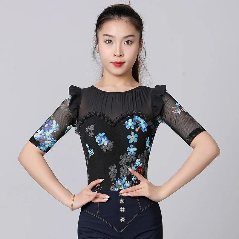 丹宝罗摩登舞上衣新款夏季女士品牌练功服中袖高级感国标舞蹈服