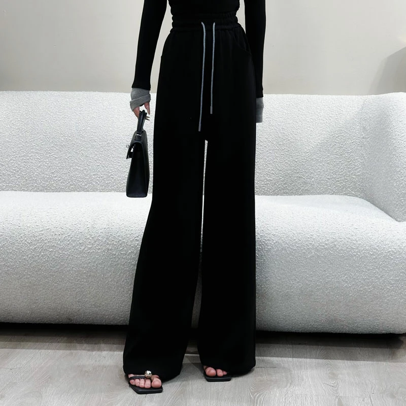 JUDING/聚町【惬意时光】新款阔腿裤女宽松高腰垂感休闲裤子9643