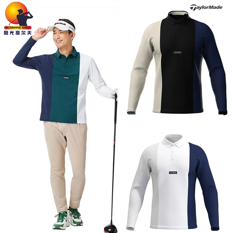 TaylorMade泰勒梅高尔夫男士新款运动时尚休闲舒适golf长袖POLO衫
