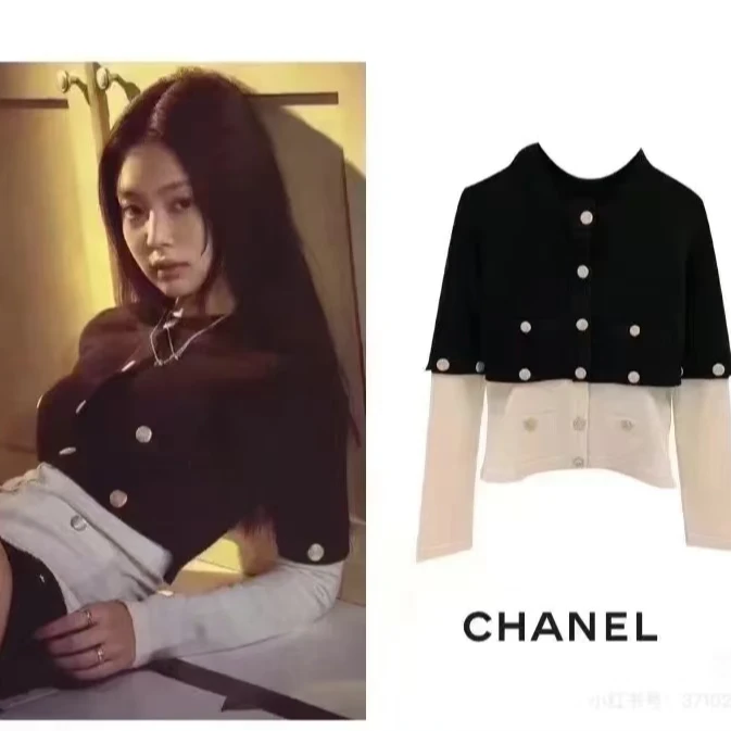 CHANEL/香奈儿JENNIE黑白两穿针织开衫/40码/准新带吊/编号20015