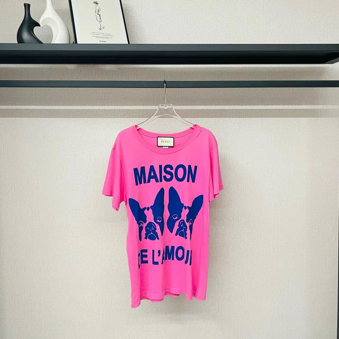 95新 GUCCI/古驰 粉色短袖/XS码/编号7191
