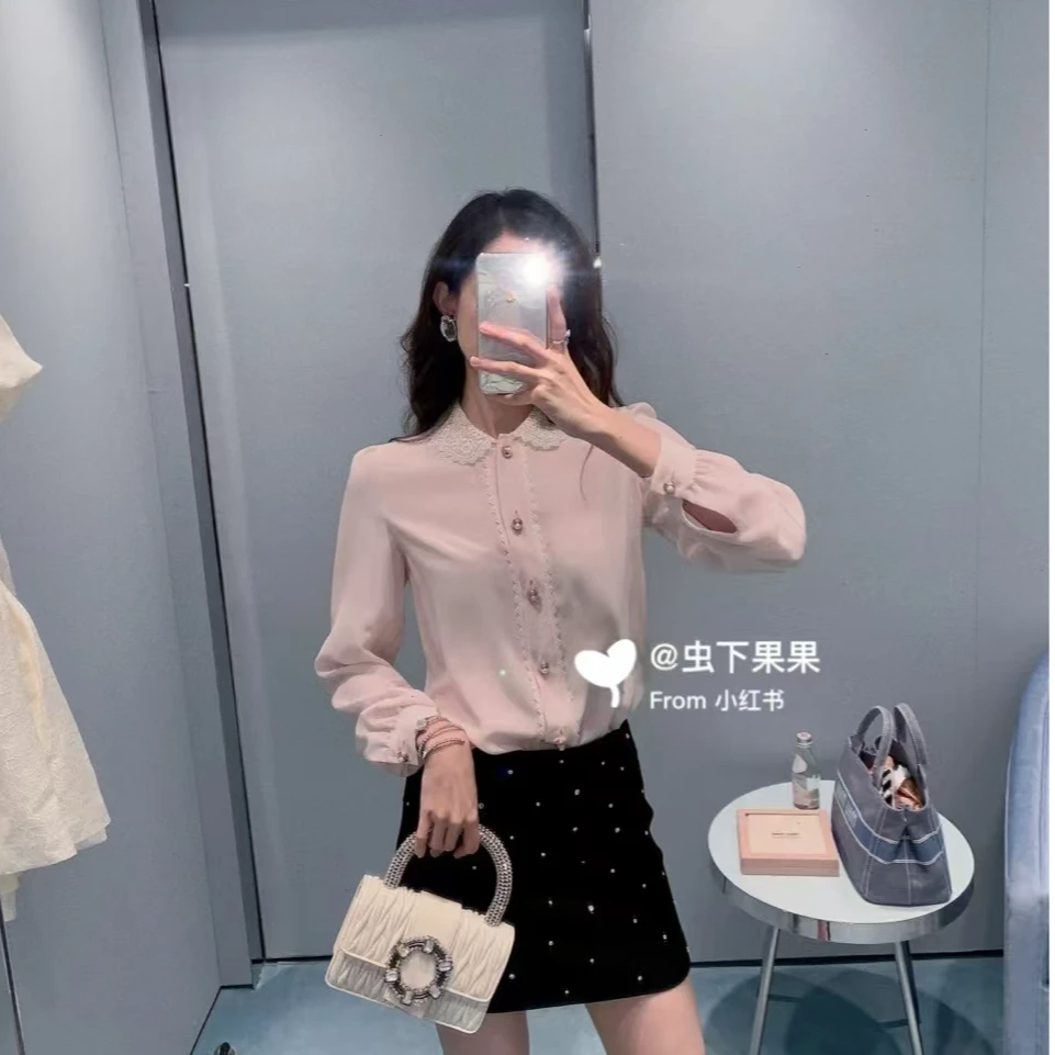 MIUMIU缪缪/真丝珍珠扣衬衫/40码/准新带吊/编号6615