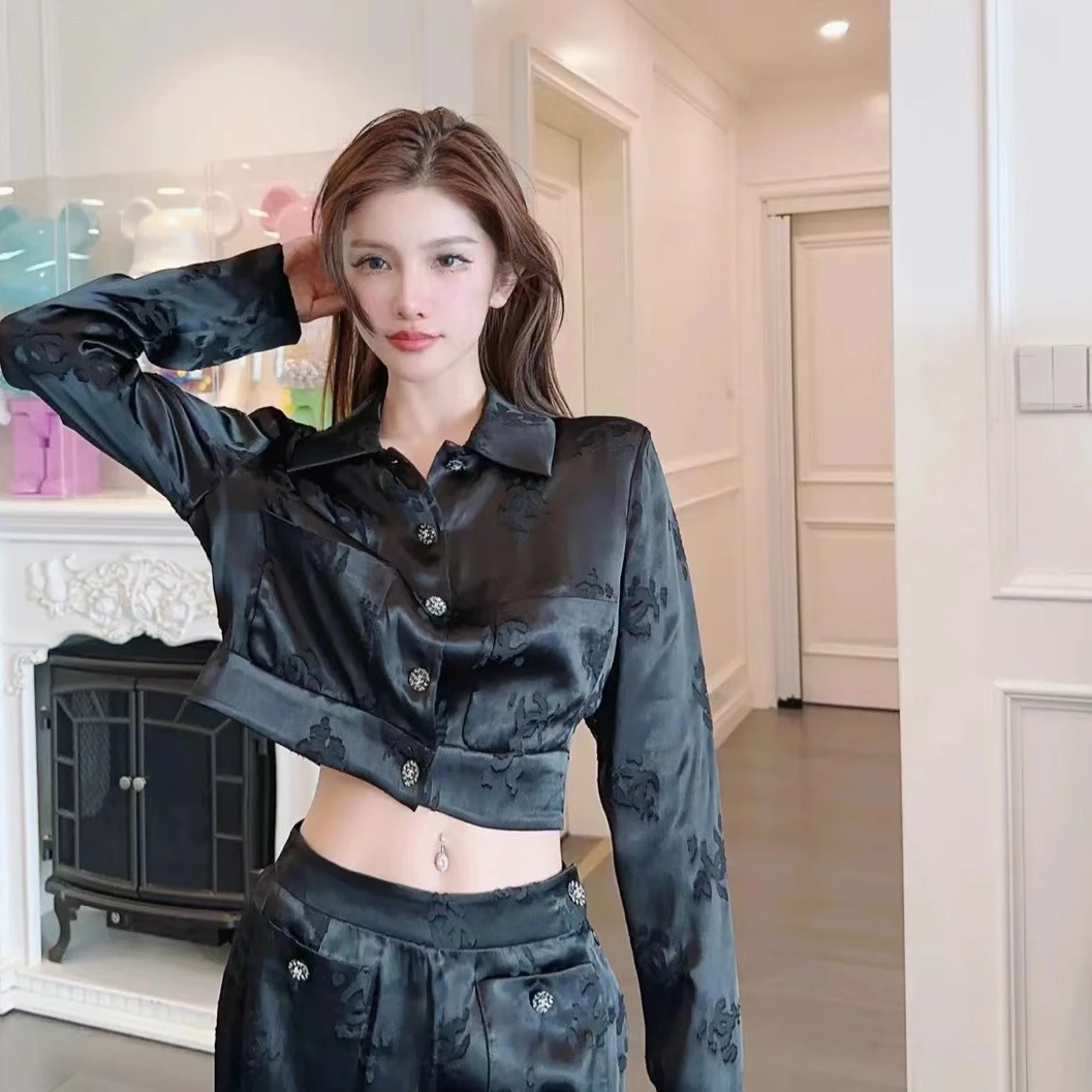 CHANEL/香奈儿/黑色真丝暗纹满印衬衫/36码/准新带吊/编号724