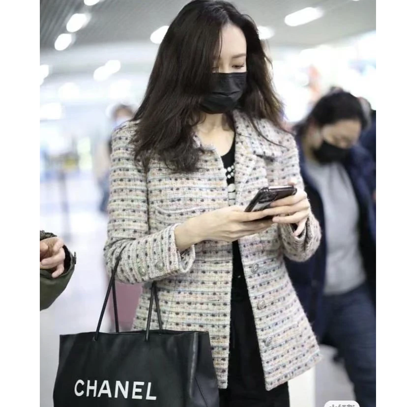 99新 Chanel/香奈儿 汉堡系列粗花呢收腰外套/34码/1779