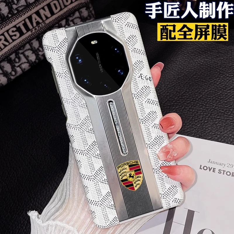 适用华为Mate60rs保时捷商务手机壳50rs高档防摔壳40pro保护皮套