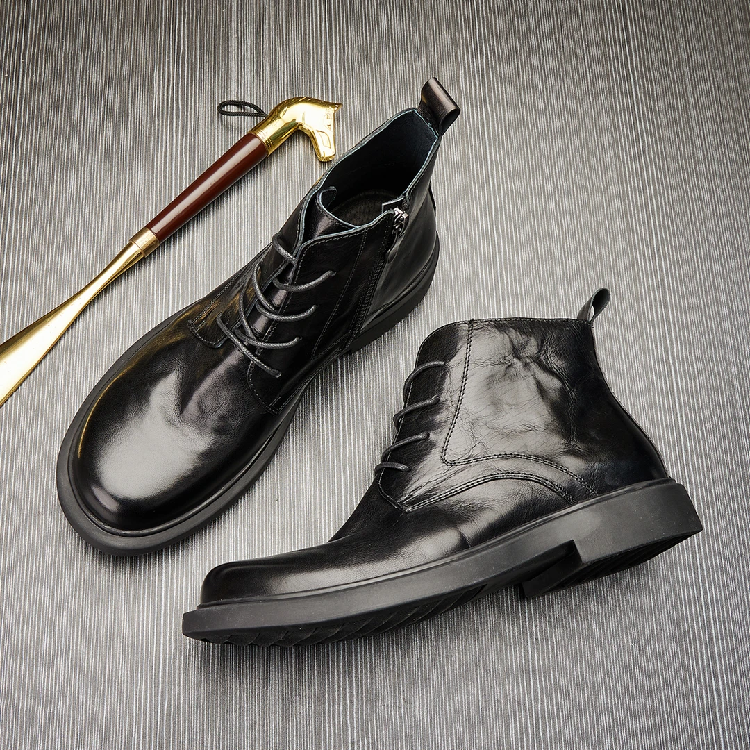 Brounvanm秋冬男士休闲侧拉链时尚马丁靴潮流百搭英伦风皮靴X842