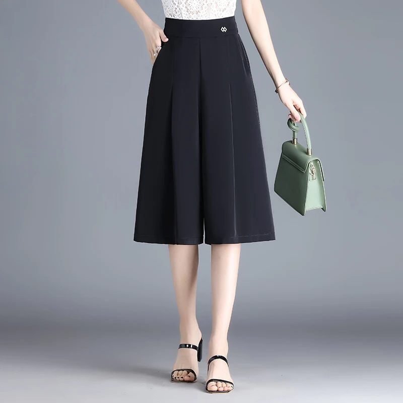 薄款裙裤宽松七分裤小个子阔腿裤女裤子2025夏季新款垂感休闲中裤