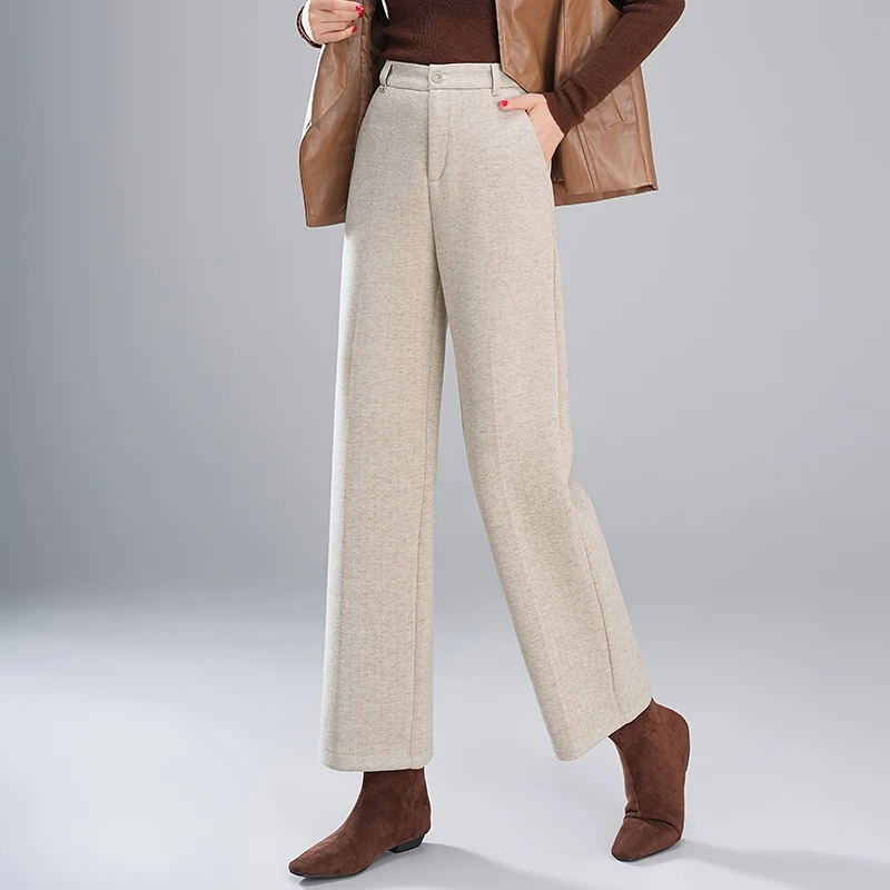 小个子羊毛呢窄版直筒裤九分烟管裤秋冬垂感高级感休闲百搭女裤子