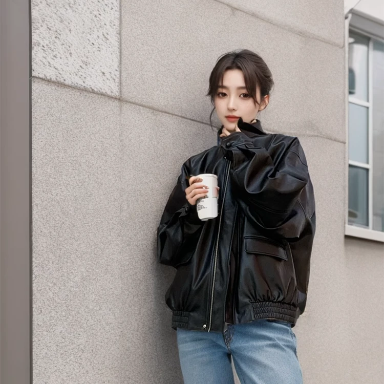 皮衣外套女2025早春新款爆款港风复古小个子高级感机车版夹克205