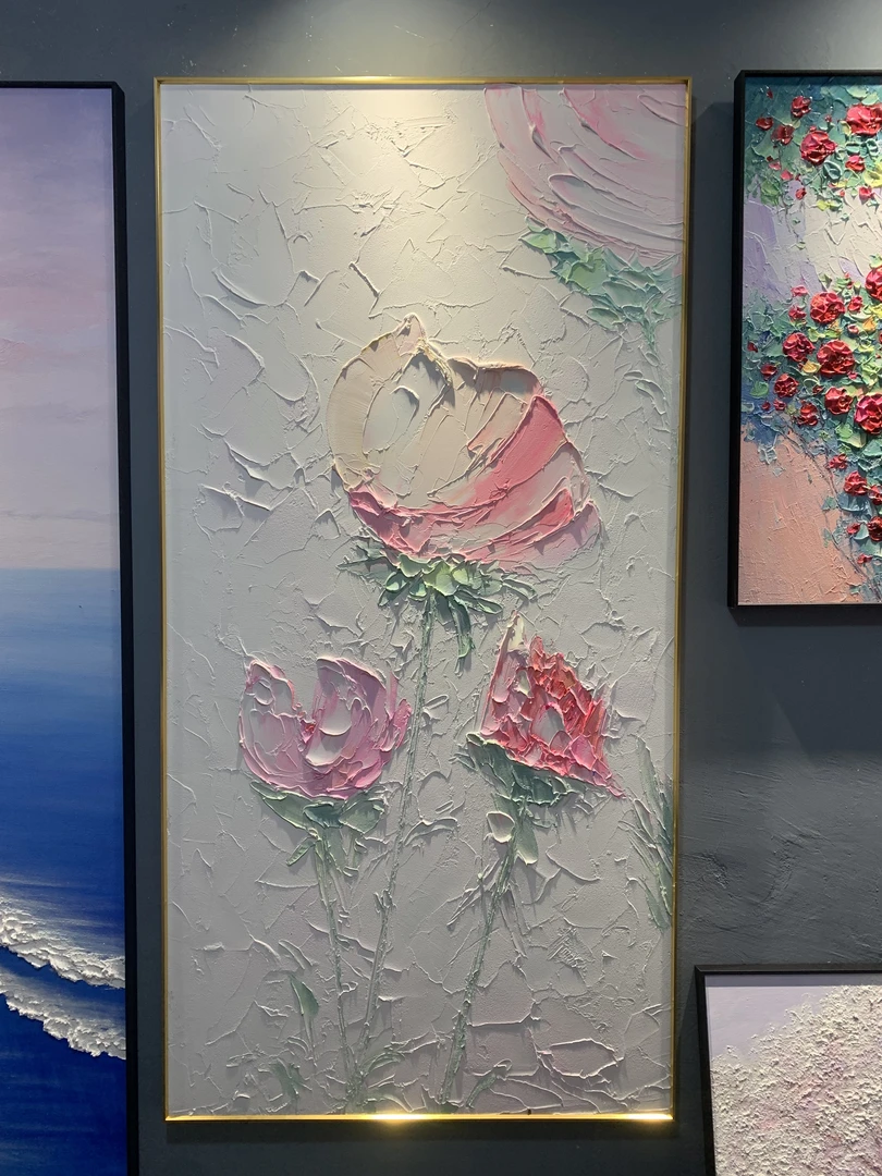 白色恋人/纯手绘油画入户走廊玄关挂画现代轻奢简约艺术挂画