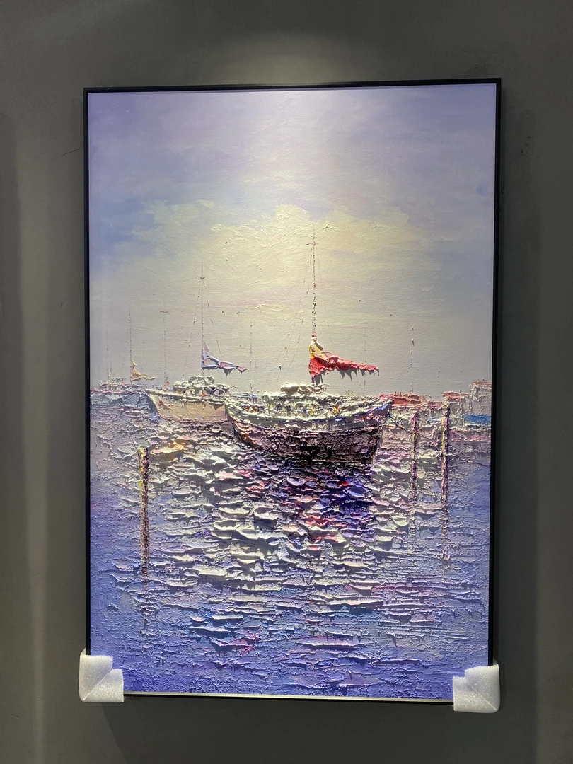 纯手绘帆船油画电表箱 书桌 摆台简约轻奢系列挂画