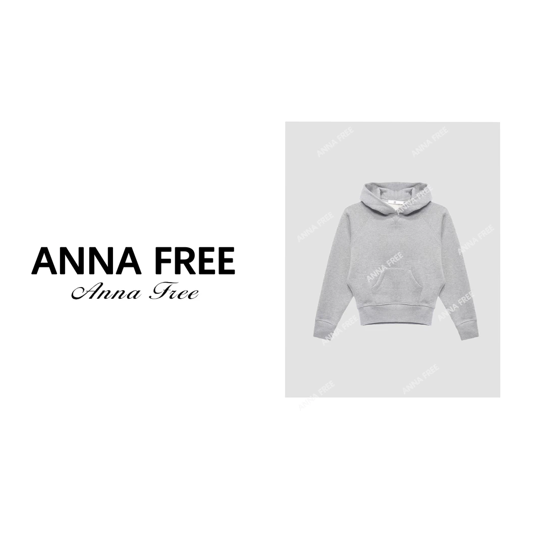 ANNA FREE纯色长袖上衣秋季新品时尚百搭宽松显瘦连帽卫衣23124