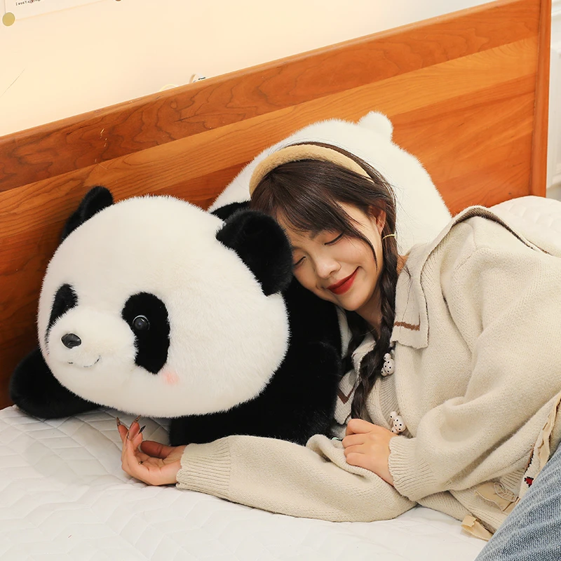新款元宝趴趴大熊猫憨憨公仔毛绒玩具呆萌手工填充挂件摆件柔软