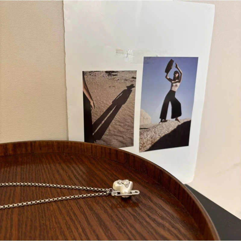 铜合金仿珍珠项链 别针白色爱心星球项链XL1996-207